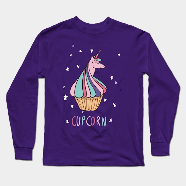 Unicorn Plus A Cupcake Makes A Cupcorn Long Sleeve T-Shirt by LittleBunnySunshine